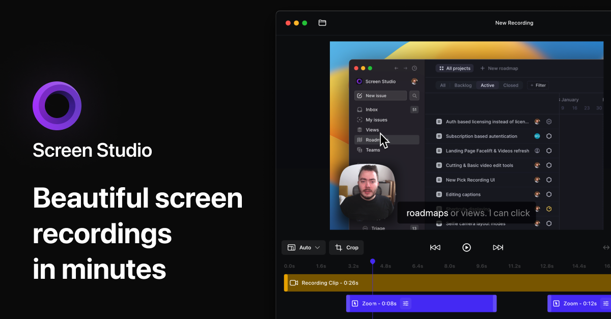 Screen Studio Professional Screen Recorder For MacOS